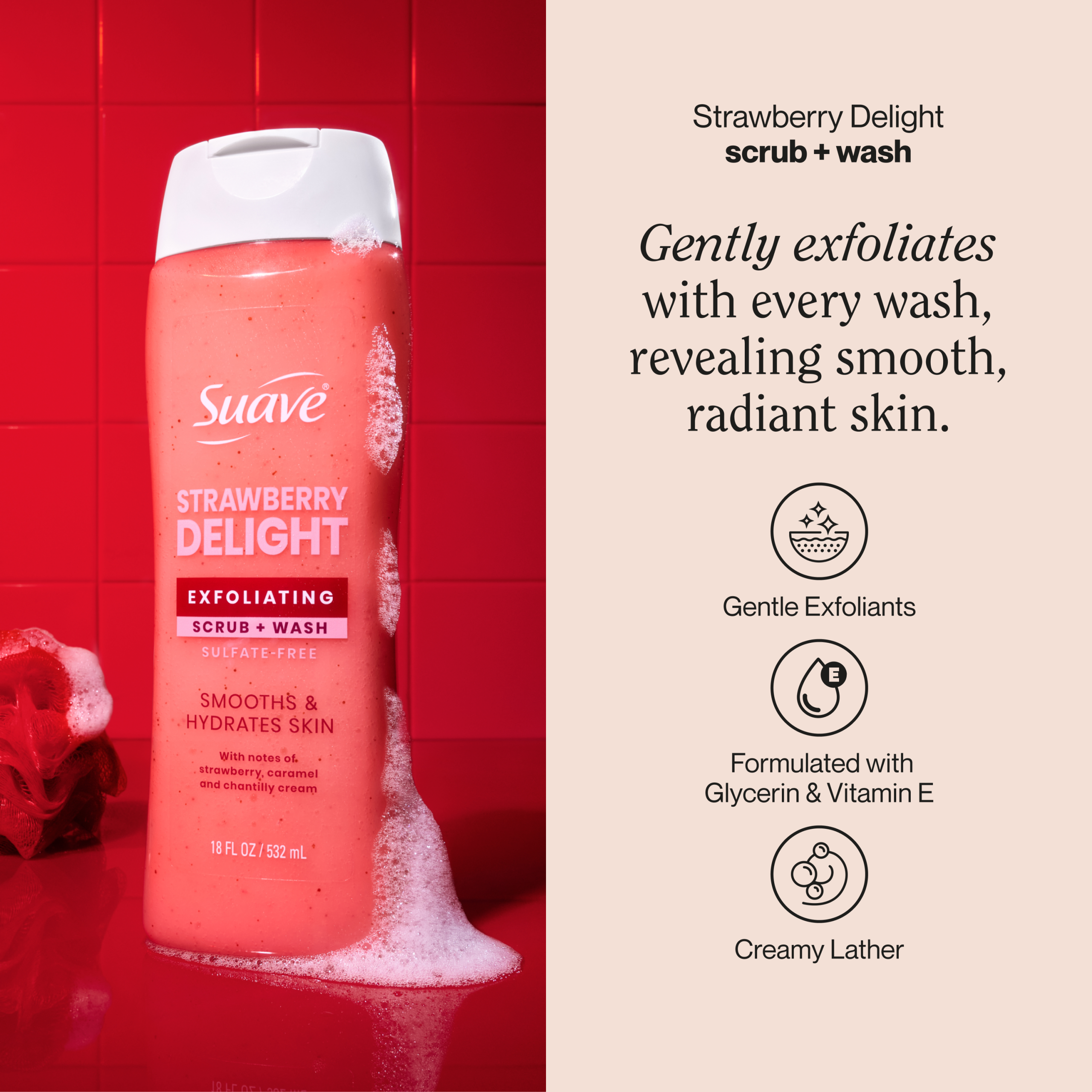 Strawberry Delight Exfoliating Body Wash & Scrub - Image 2