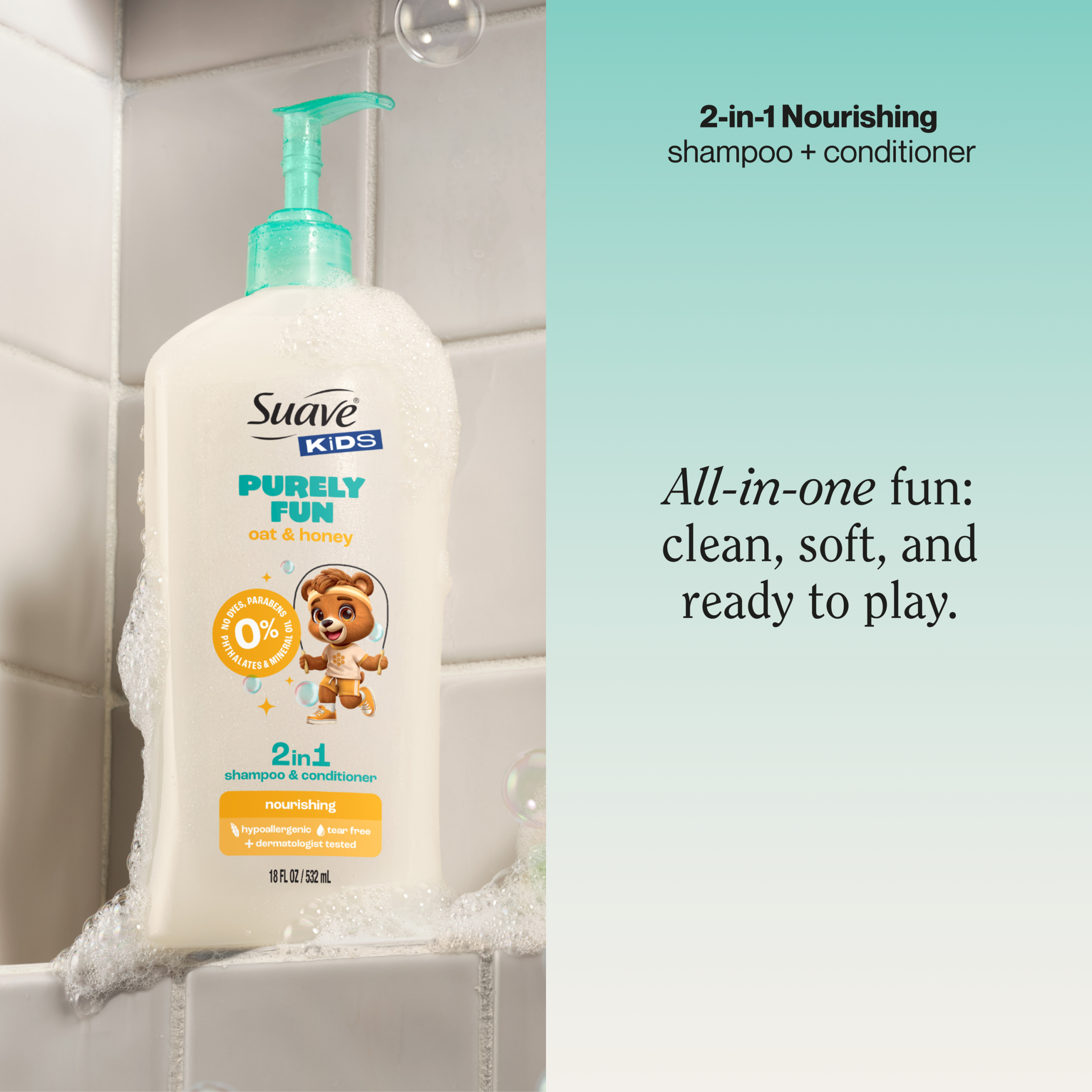 Kids Purely Fun Oat & Honey 2-in-1 Shampoo & Conditioner - Image 2